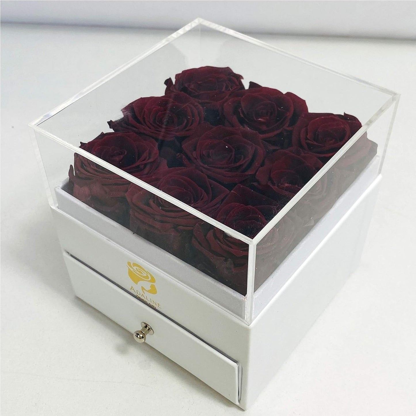 White Leather Box of Rose Bouquet